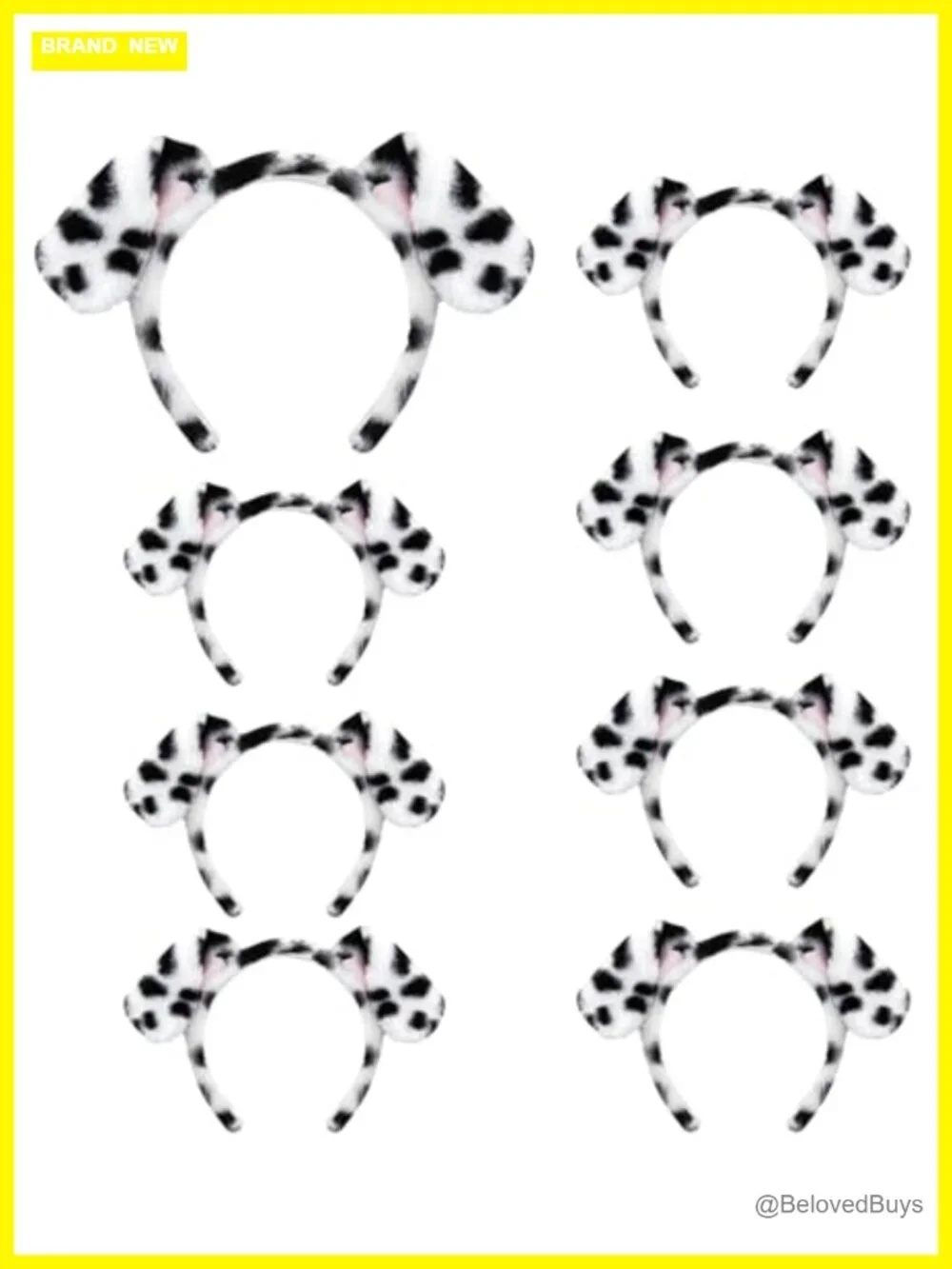 Dalmatian Dog Ears Headband - 8 Pack Fluffy Puppy Ear Hairband Adult Halloween
